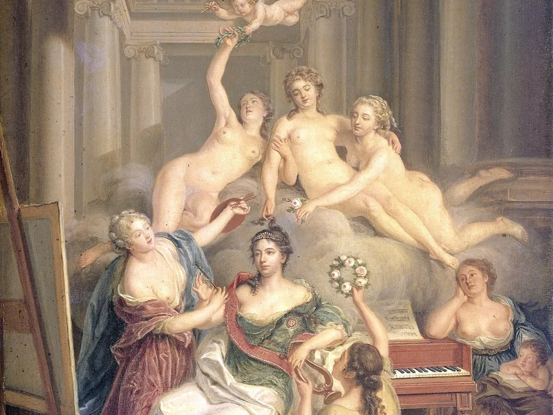 1739-Benjamin Samuel Bolomey - Federica Sofia Guglielmina di Prussia. Moglie del principe Guglielmo V, nel tempio delle arti